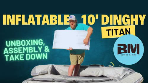 Inflatable dinghy featured in Discover the Beyond Marina 10ft Titan Inflatable article.