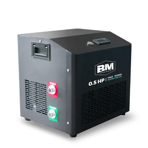 Gray cold plunge water chiller for inflatable ice tub and ice bath chiller applications