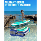 Inflatable paddle board with reinforced material for durability on the 10’6 Inflatable Paddle Board Classic EPIC