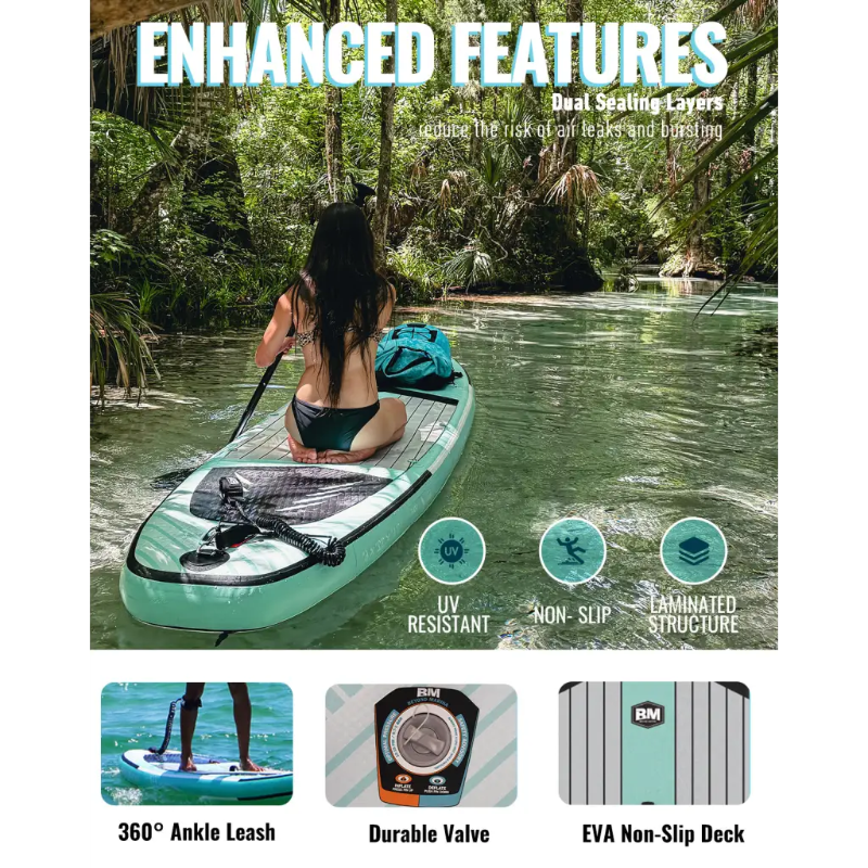 Inflatable paddle board with ultralight material and fusion tech, vibrant design