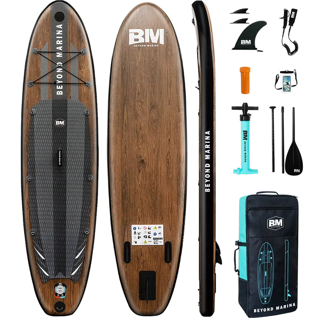 Inflatable Paddle Board ISUP with Accessories for 10’6’’ Paddle Board Elegant Wooden