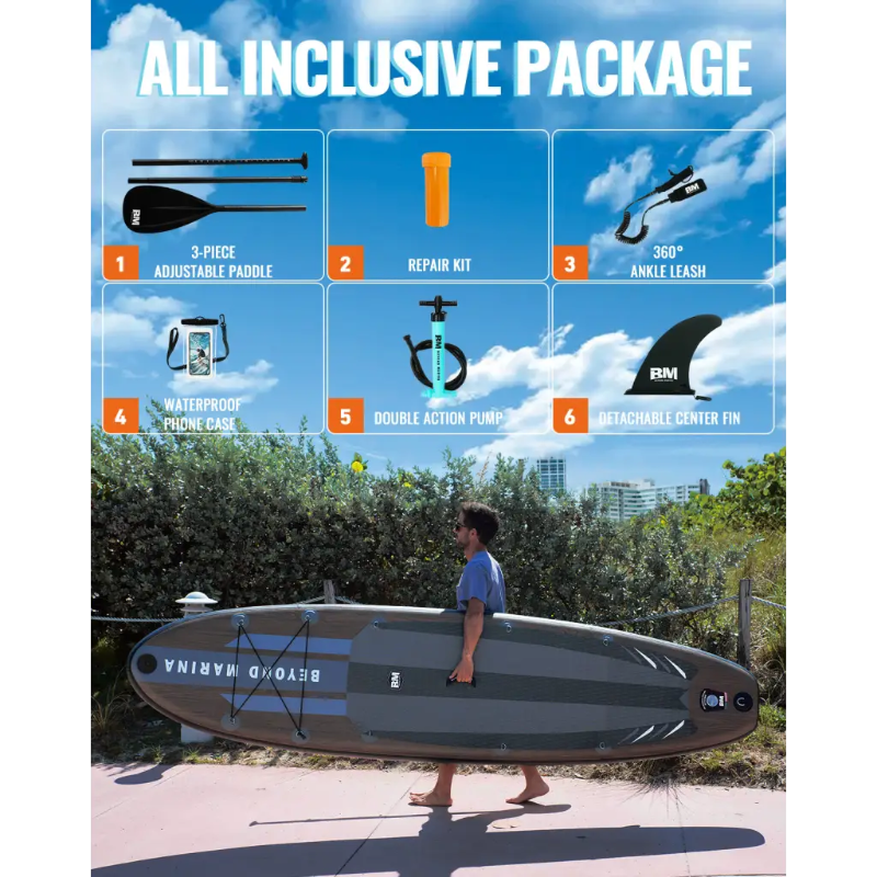 Paddleboard accessories package for 10’6 Paddle Board Elegant - Wooden ISUP