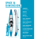 13’10’ Tandem Inflatable Kayak EXPLORER with drop stitch material and detailed specifications