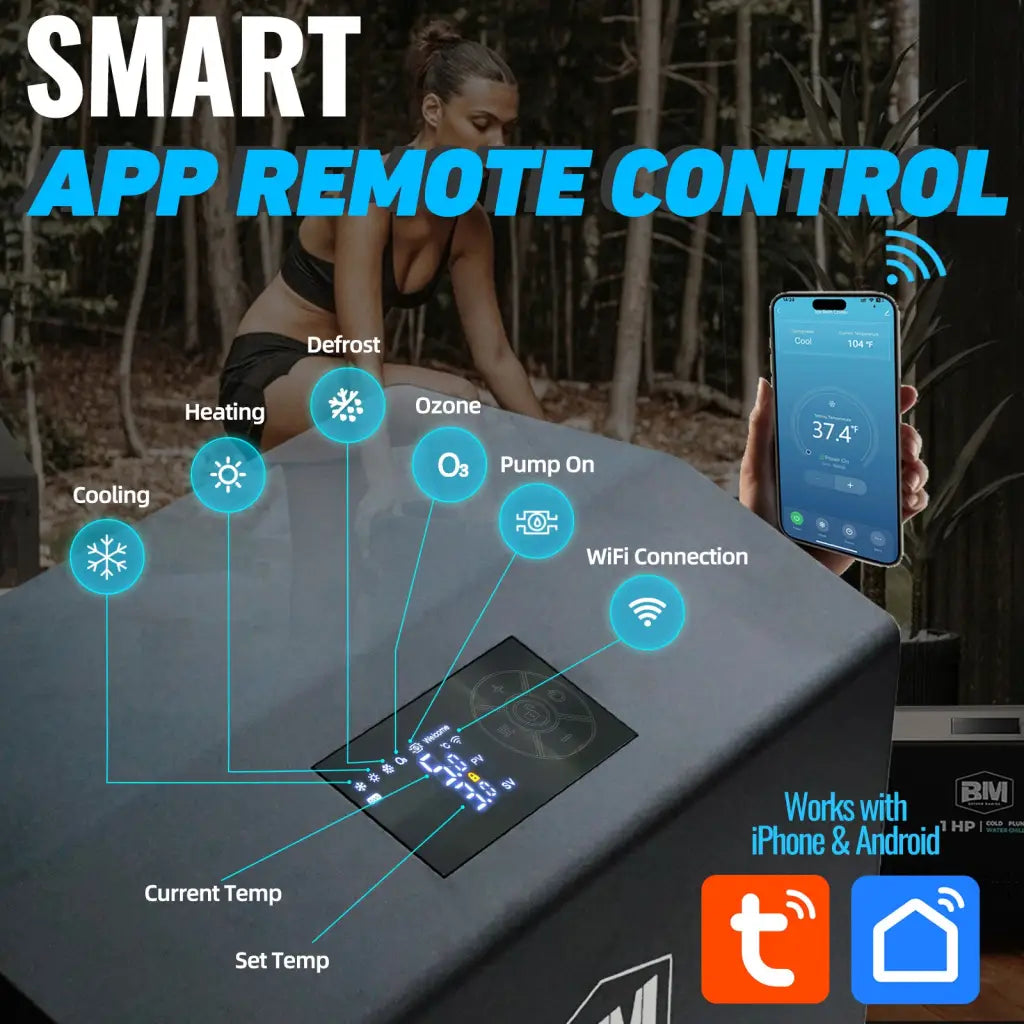 1HP Ice Bath Chiller: Gray Portable AC Unit with Touchscreen and App Control