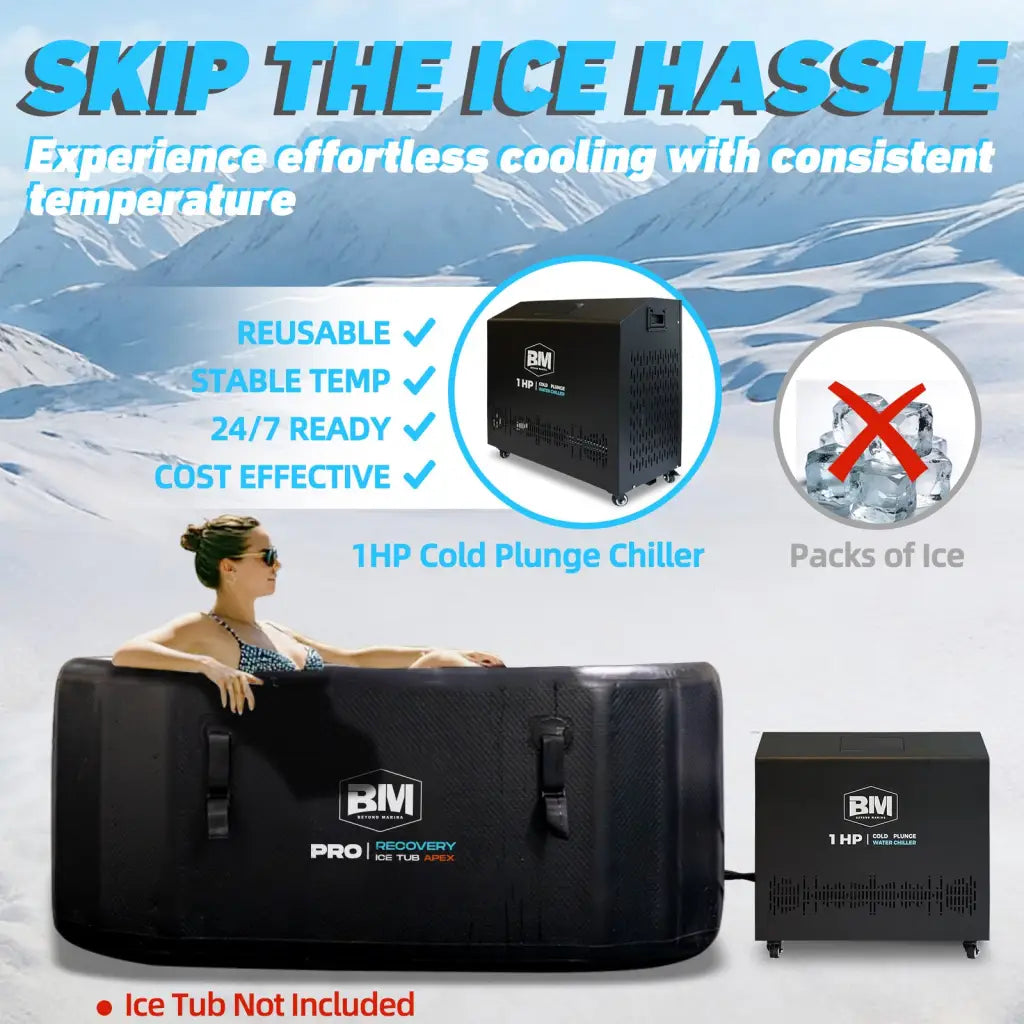 Black BMI Pro Recovery Ice Tub Apex with 1HP Ice Bath Chiller