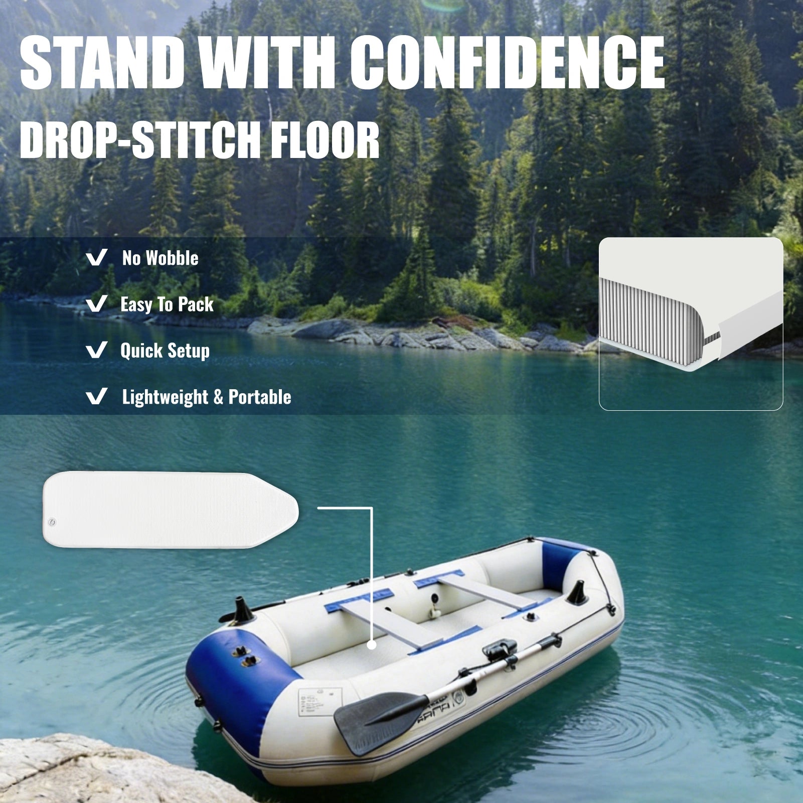 Inflatable boat drop stitch floor