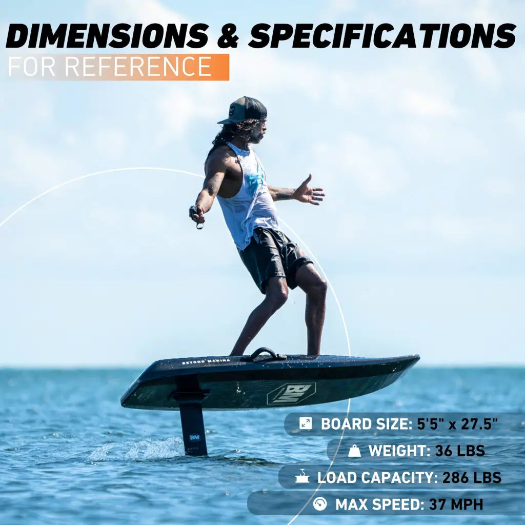 Electric hydrofoil board: 5’4 Cruiser eFoil AquaGlide, black/white, 37 mph