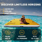 Woman in a yellow kayak on the ocean using an 8ft×5ft/10ft×8ft reliable inflatable air dock
