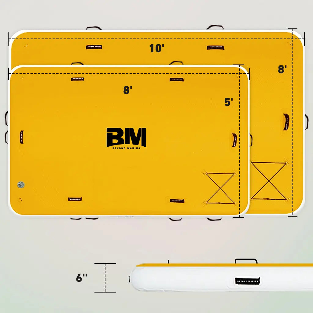 Close-up of yellow case with pen and ruler for 8ft*5ft/10ft*8ft Reliable Inflatable Air Dock