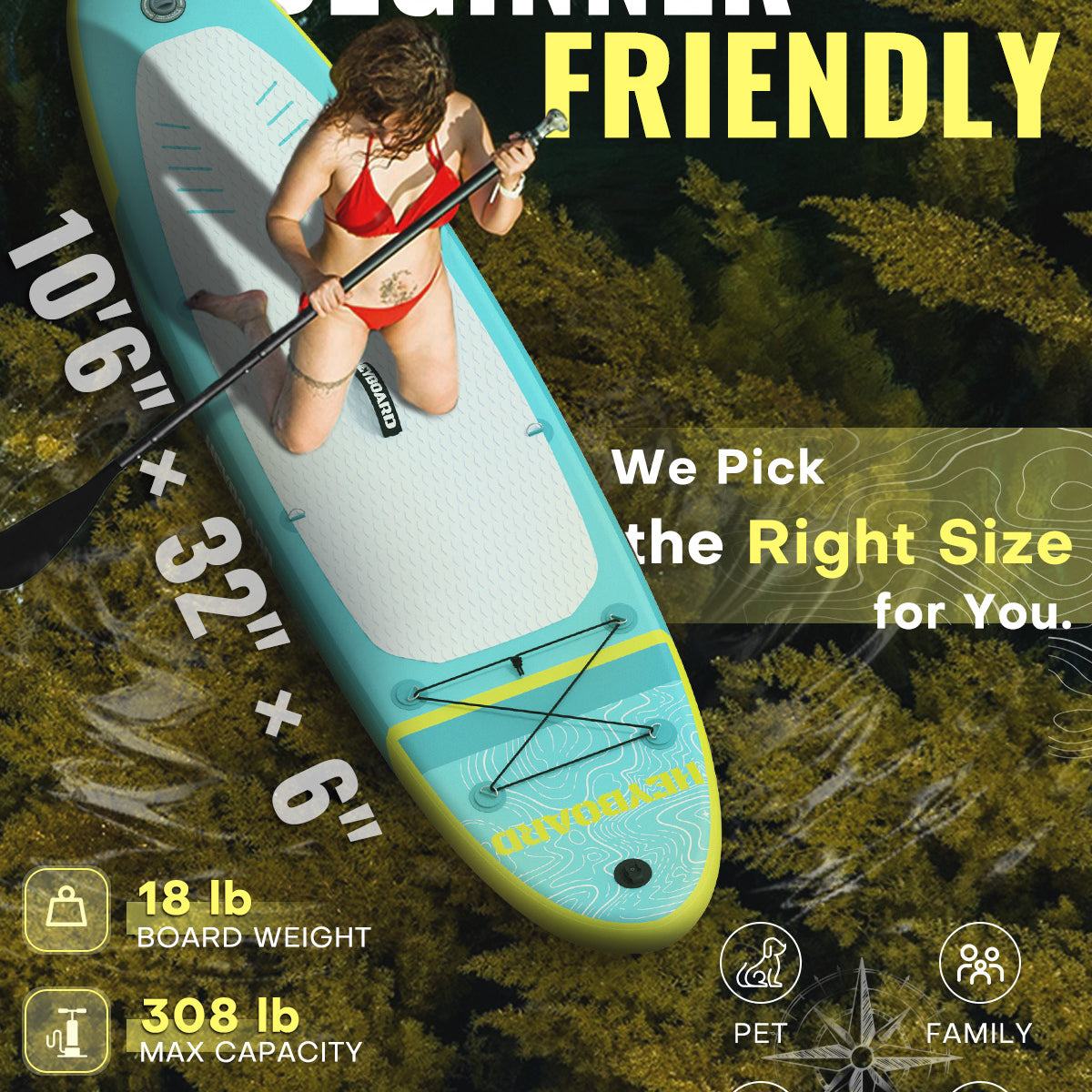 10'6" Inflatable SUP Board - Mint Green | Heyboard - BEYOND MARINA