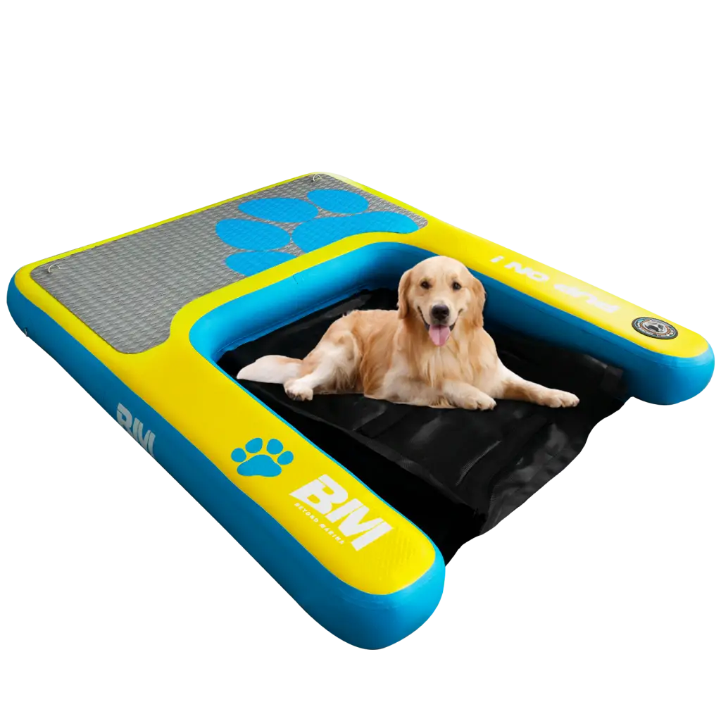 Inflatable Dog Pool Ramp with Pup Platform - Safe Water Access
