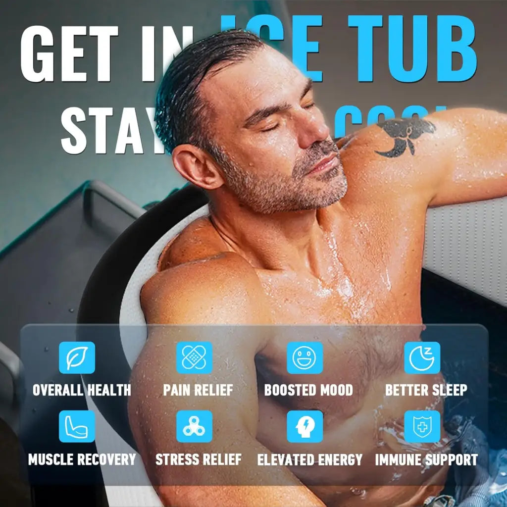 Man in a cold plunge tub highlighting the health benefits of ice bath and cold water therapy