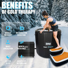 Portable inflatable ice bath tub with chiller system and anti-slip steps for safe entry