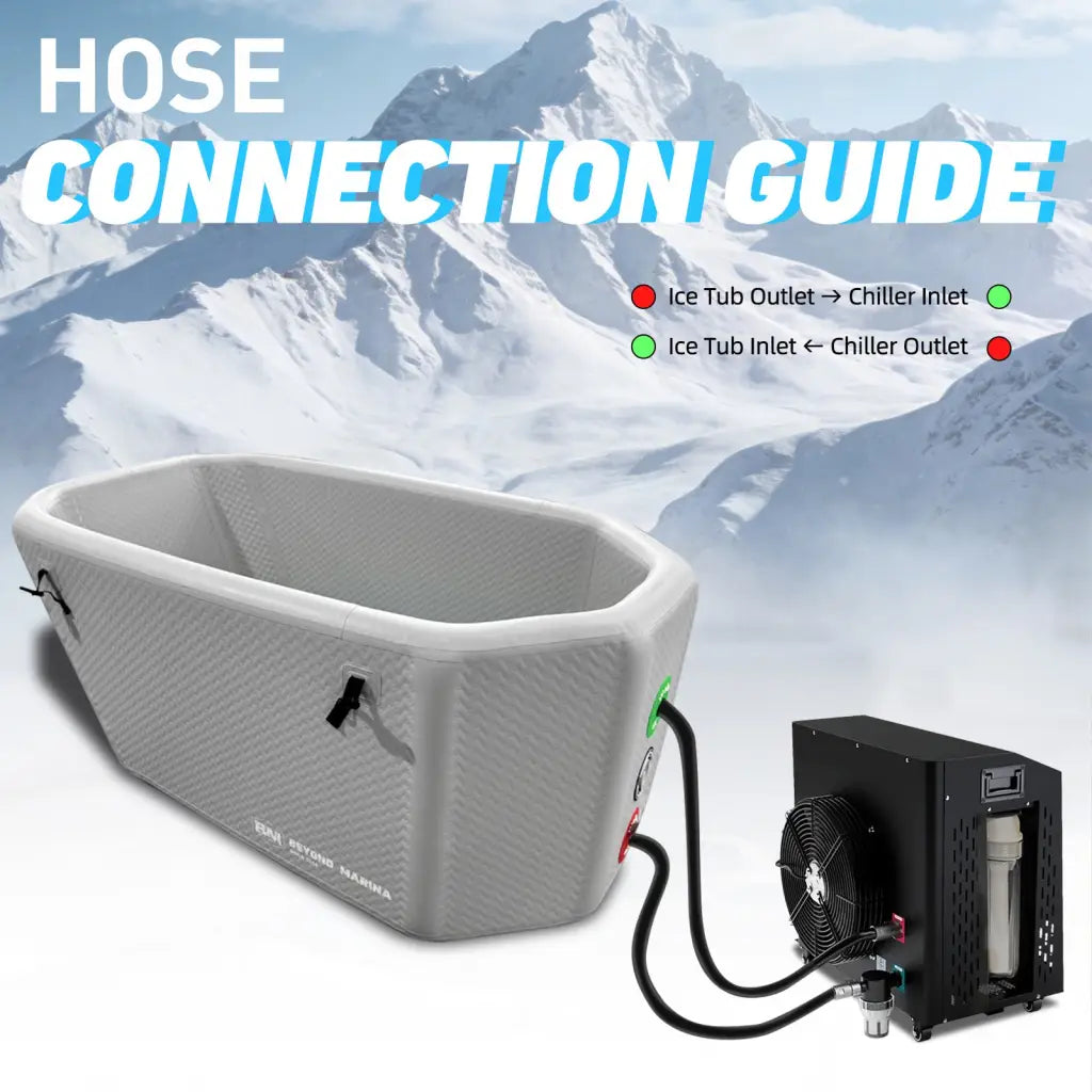 Gray Deep Design inflatable slanted-edge plunge tub for full-body immersion