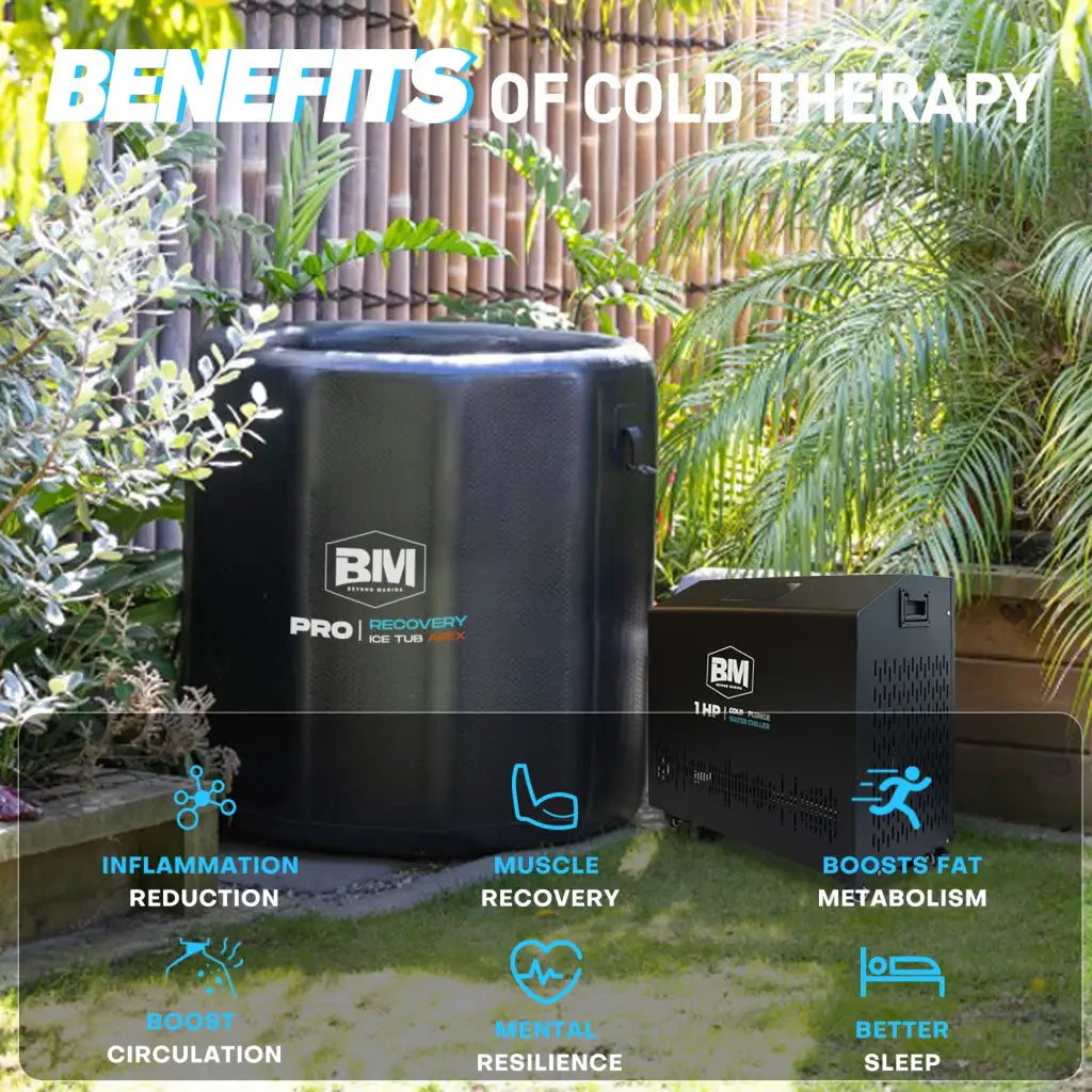 Outdoor ice bath and chiller system with deep round design for full-body immersion