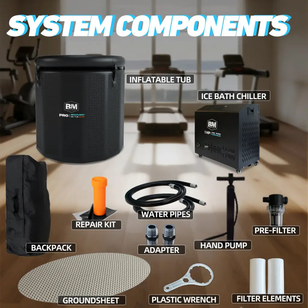 Portable deep round design ice bath tub with all components for full-body immersion