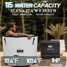 Portable ice bath with external chiller for full-body recovery in deep round design