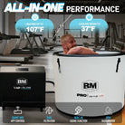 Deep Round Ice Bath Tub with heating, cooling, smart control, filtration, ozone, waterproof