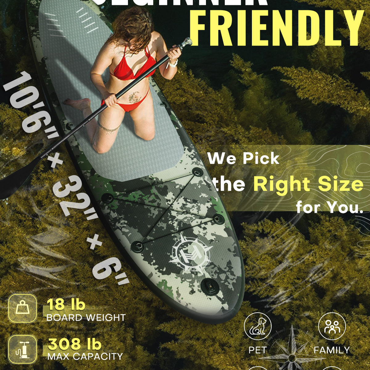 10'6" Inflatable SUP Board - Camouflage | Heyboard - BEYOND MARINA