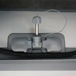 Gray inflatable boat valve.