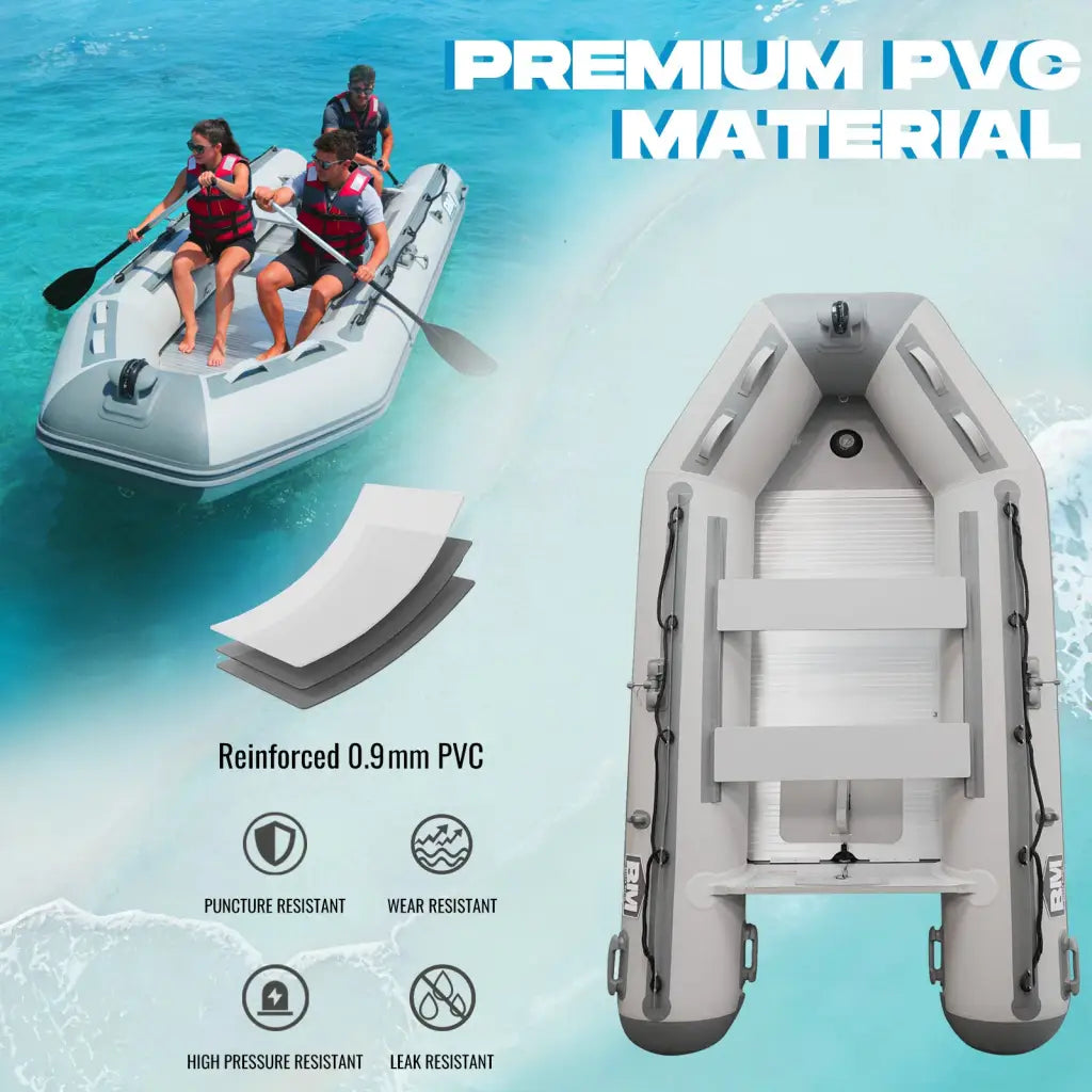 Gray Titan inflatable dinghy boat with premium PVC and safety features