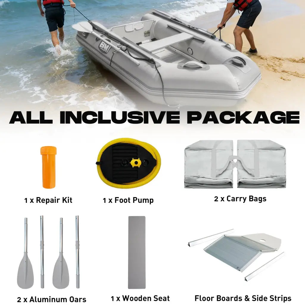 Silver Titan inflatable dinghy boat with sleek, durable design