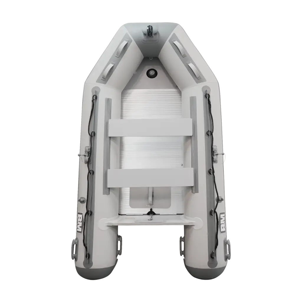 Titan inflatable dinghy boat with gray trim, ladder, and handles