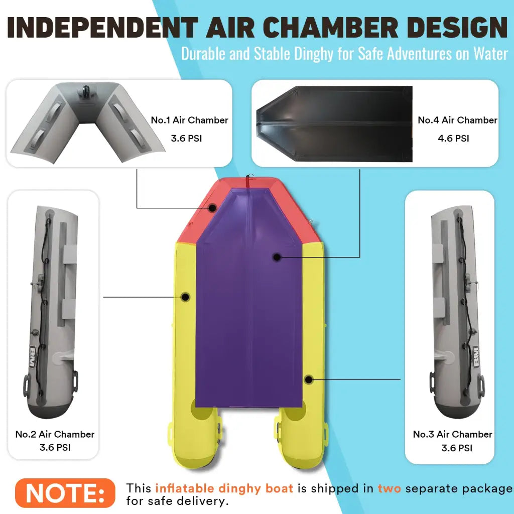 Inflatable Dinghy Boat with Independent Air Chambers for Fishing and Relaxation - Titan