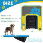 Inflatable dog pool ramp with pup planks and specifications for safe water access