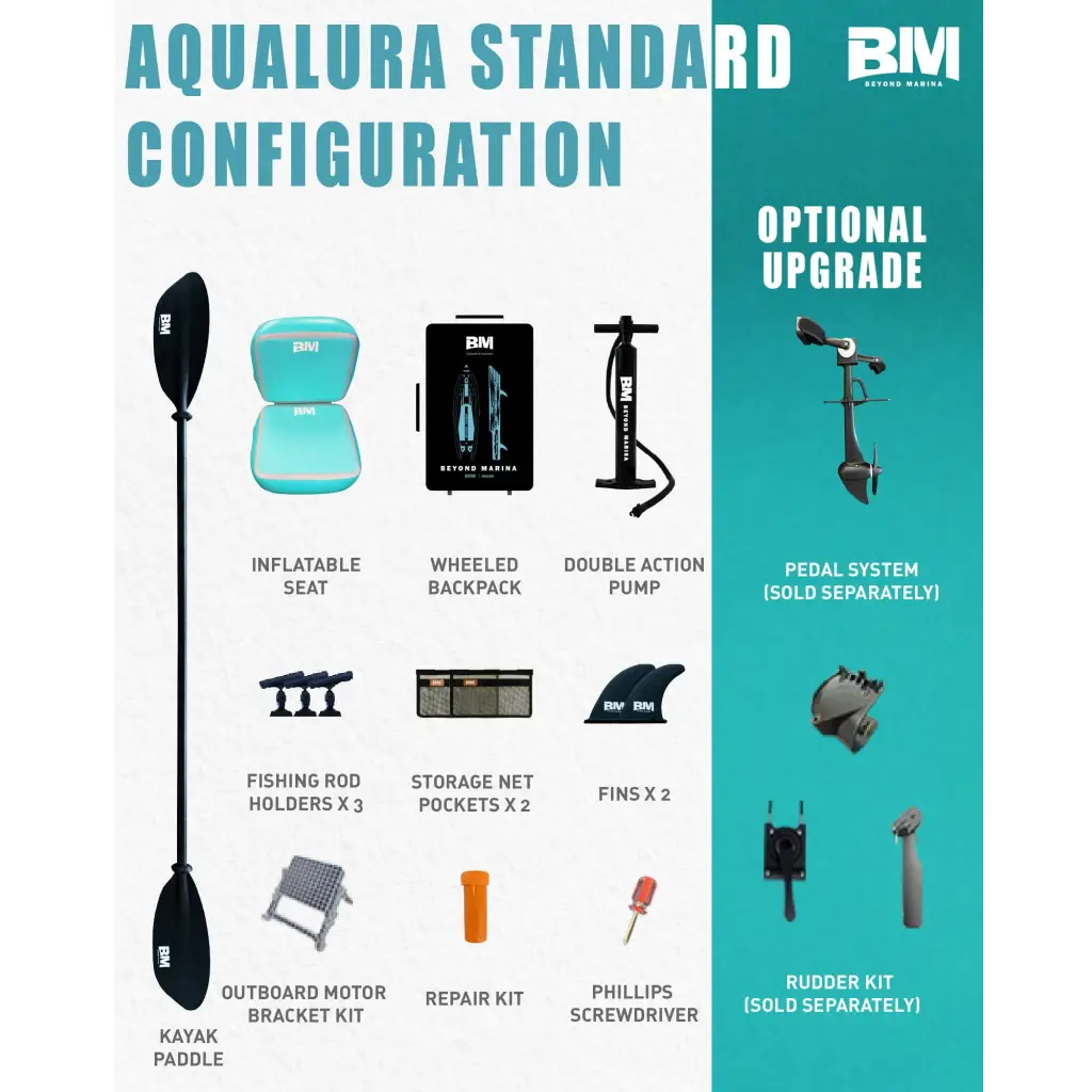 Aqualura paddle with black blades for inflatable fishing kayak