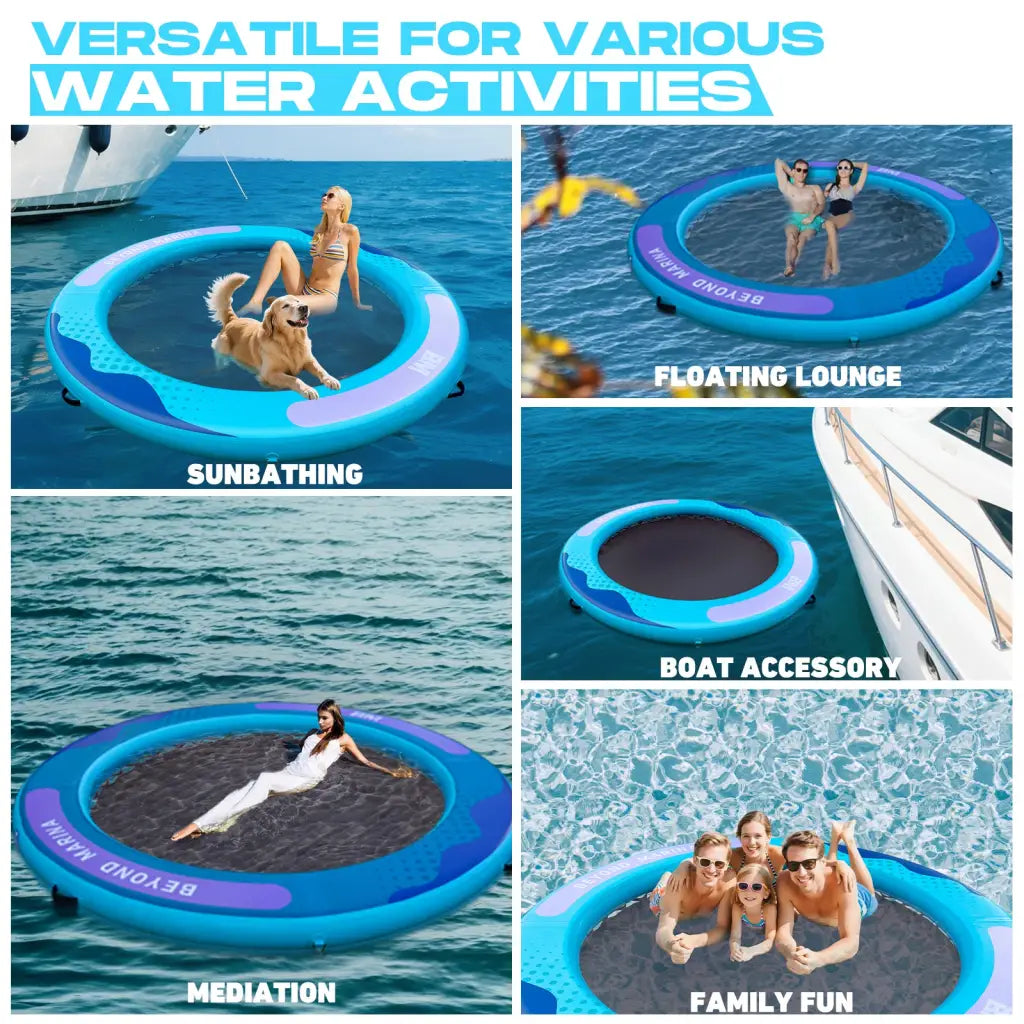 Inflatable floating platform 8x6x6 with repair kit for up to 6 people