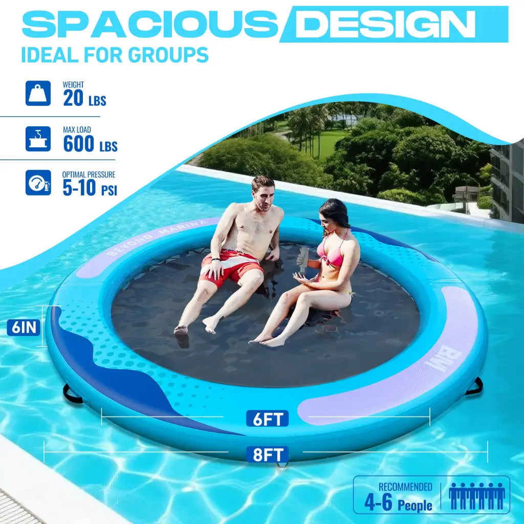 Inflatable Floating Platform 8’x6’x6 with Repair Kit for Up to 6 People