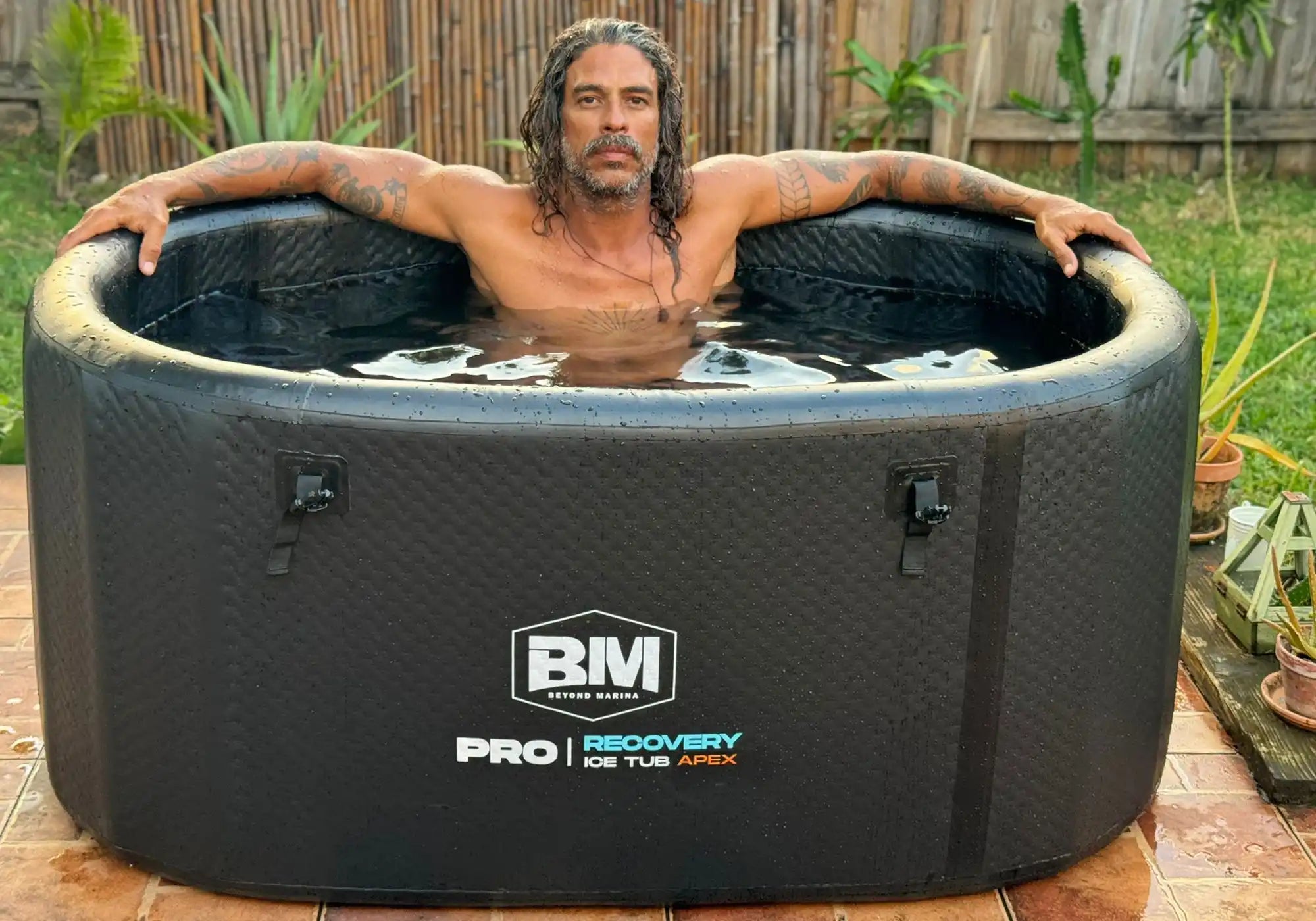 Inflatable ice bath tub.