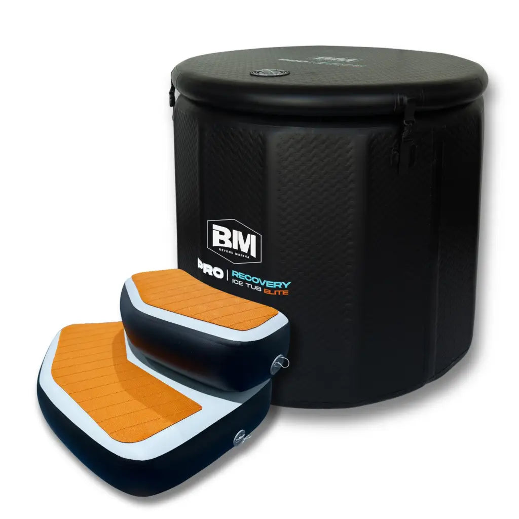 Inflatable ice bath with anti-slip steps for safe cold plunge therapy