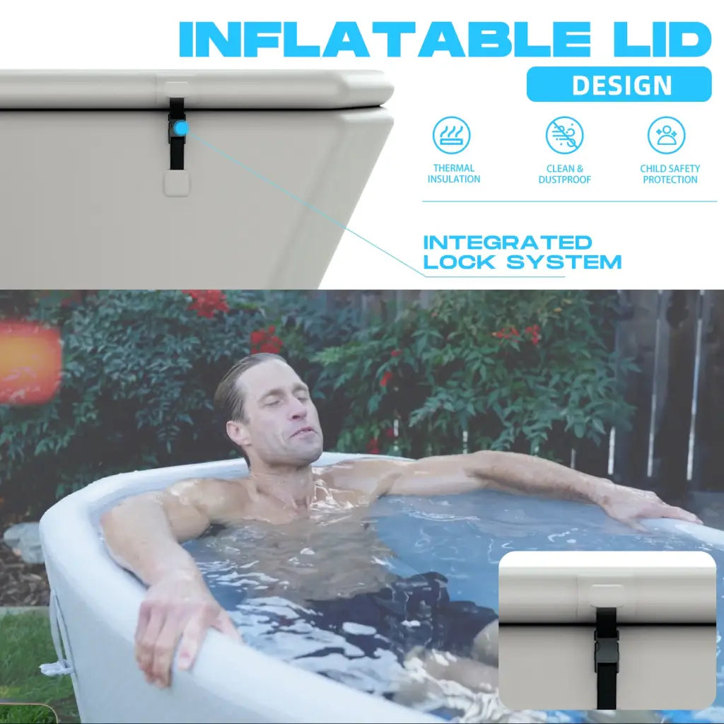 Inflatable Ice Tub ArcticEdge Pro with insulated child-safe lid and lock system