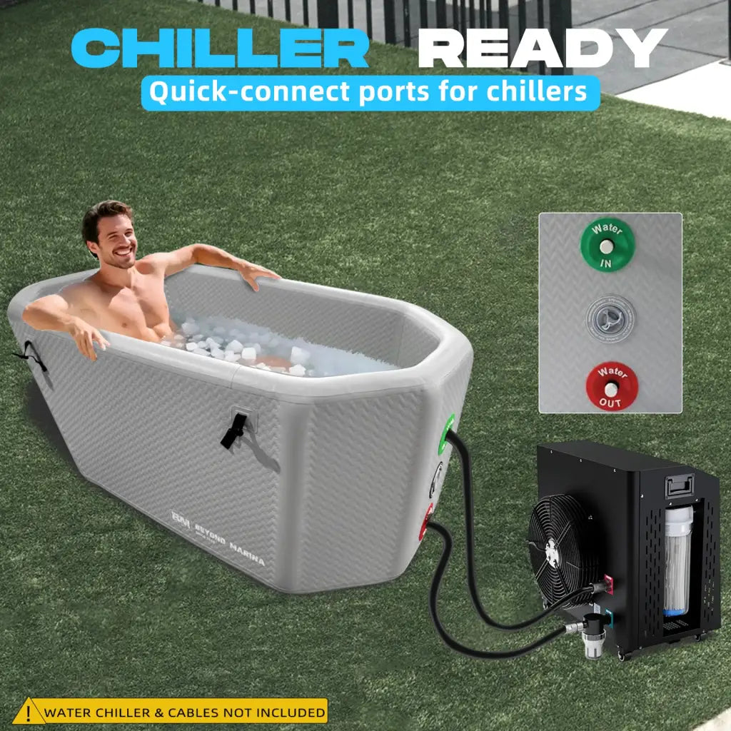 Inflatable Ice Tub ArcticEdge Pro with quick-connect ports for Pro Icebath Elite chiller