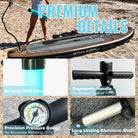 Inflatable paddle board pump with pressure gauge and double action hand pump for easy inflation