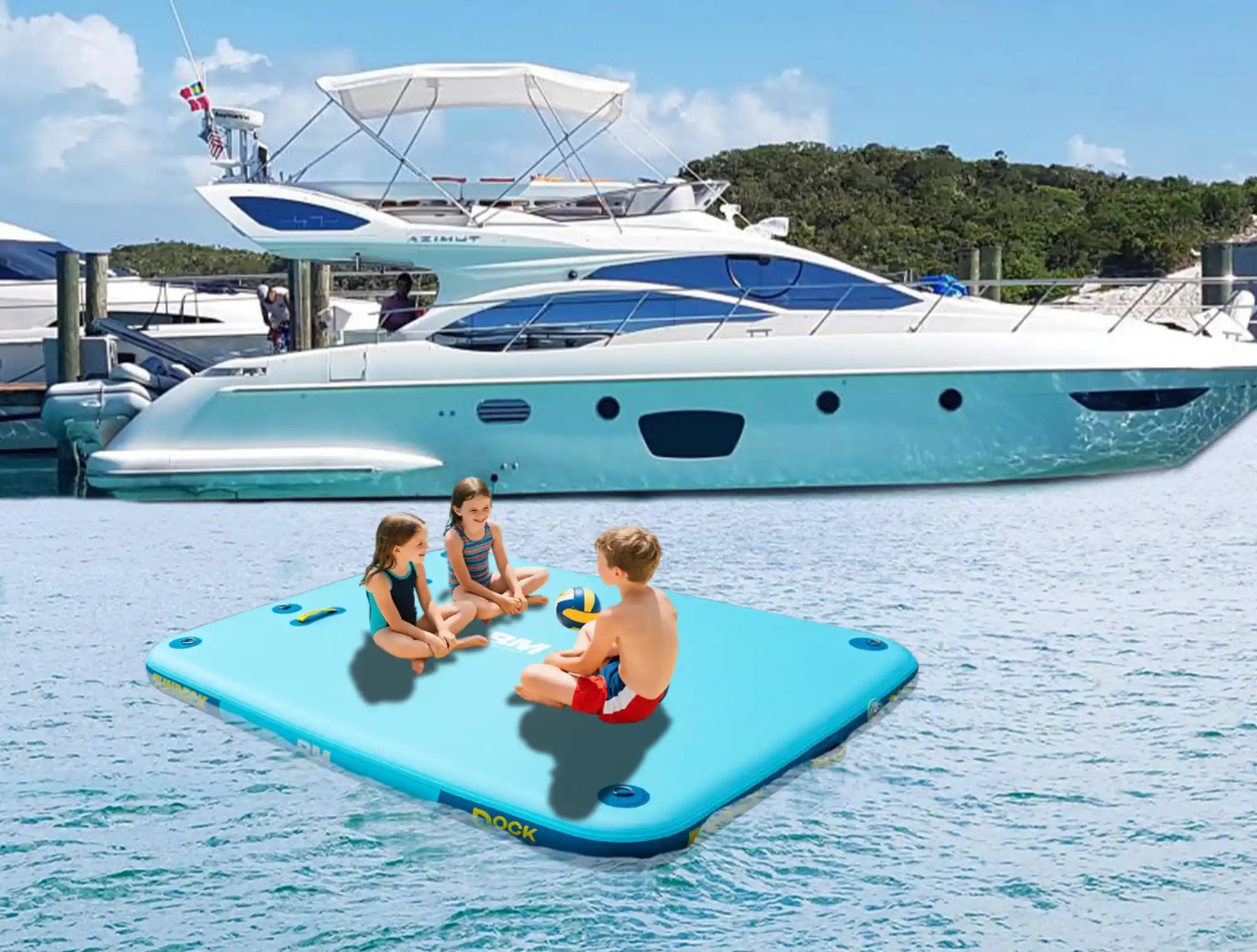 Inflatable floating platform.