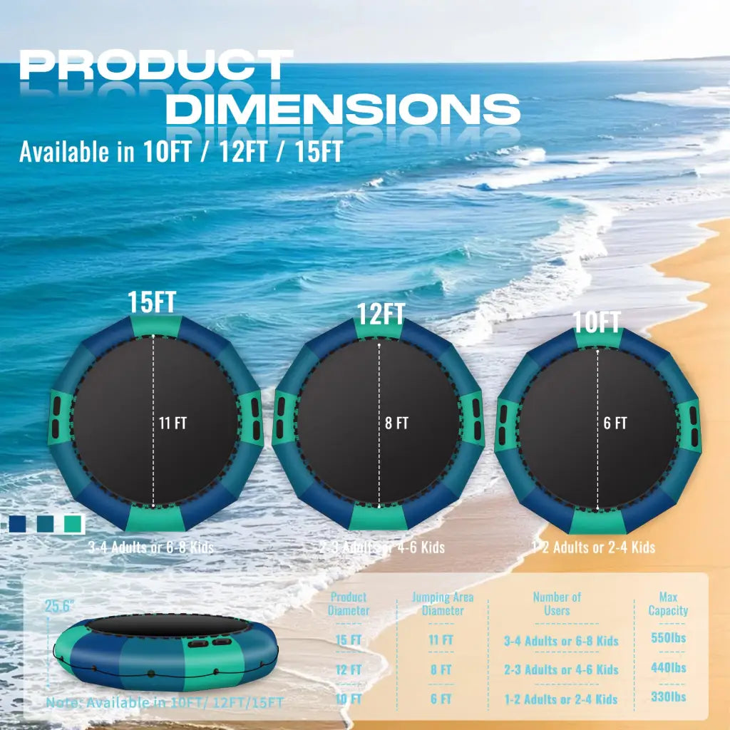 Inflatable water trampoline 10ft dimensions for summer fun bounce outdoor inflatable ice tub