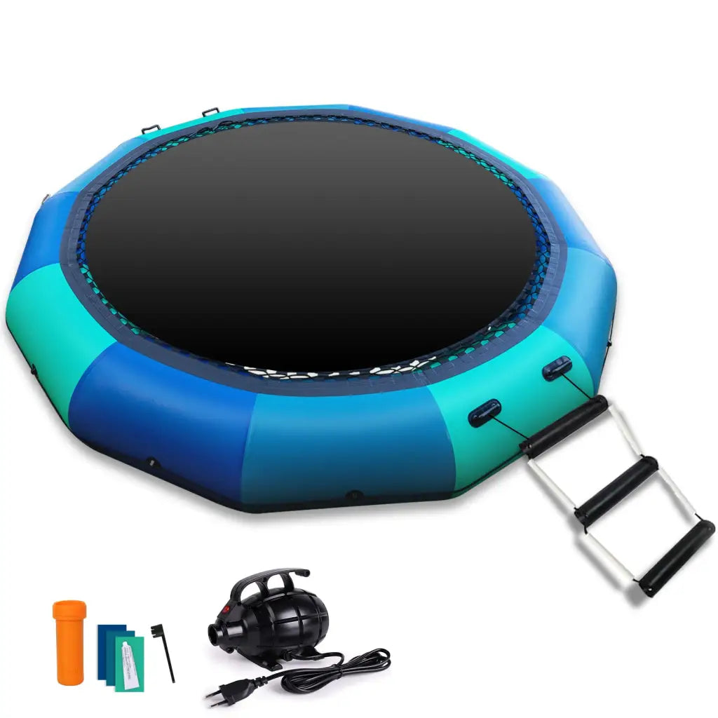 Inflatable water trampoline 10ft with ladder and accessories for summer fun activities