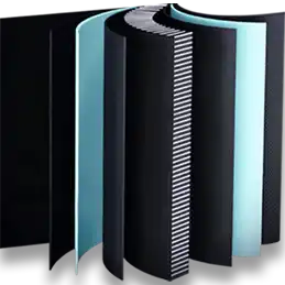 Layered curved material sample.