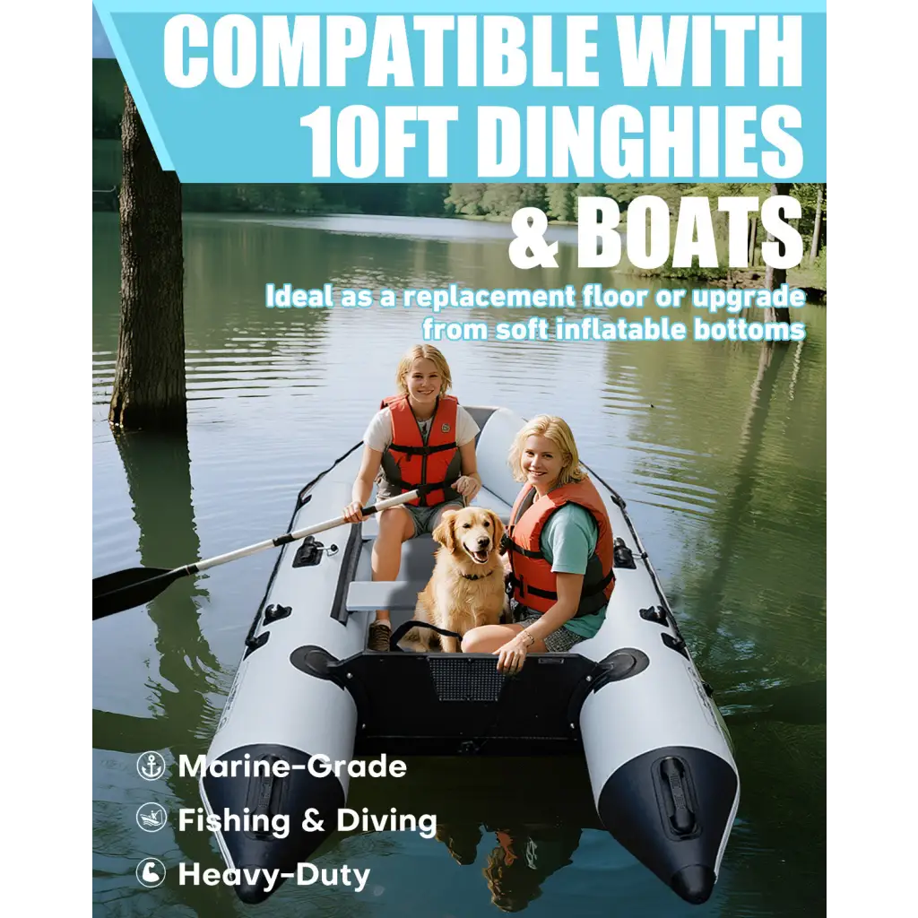 White and black 10FT dinghy with lightweight drop stitch floor