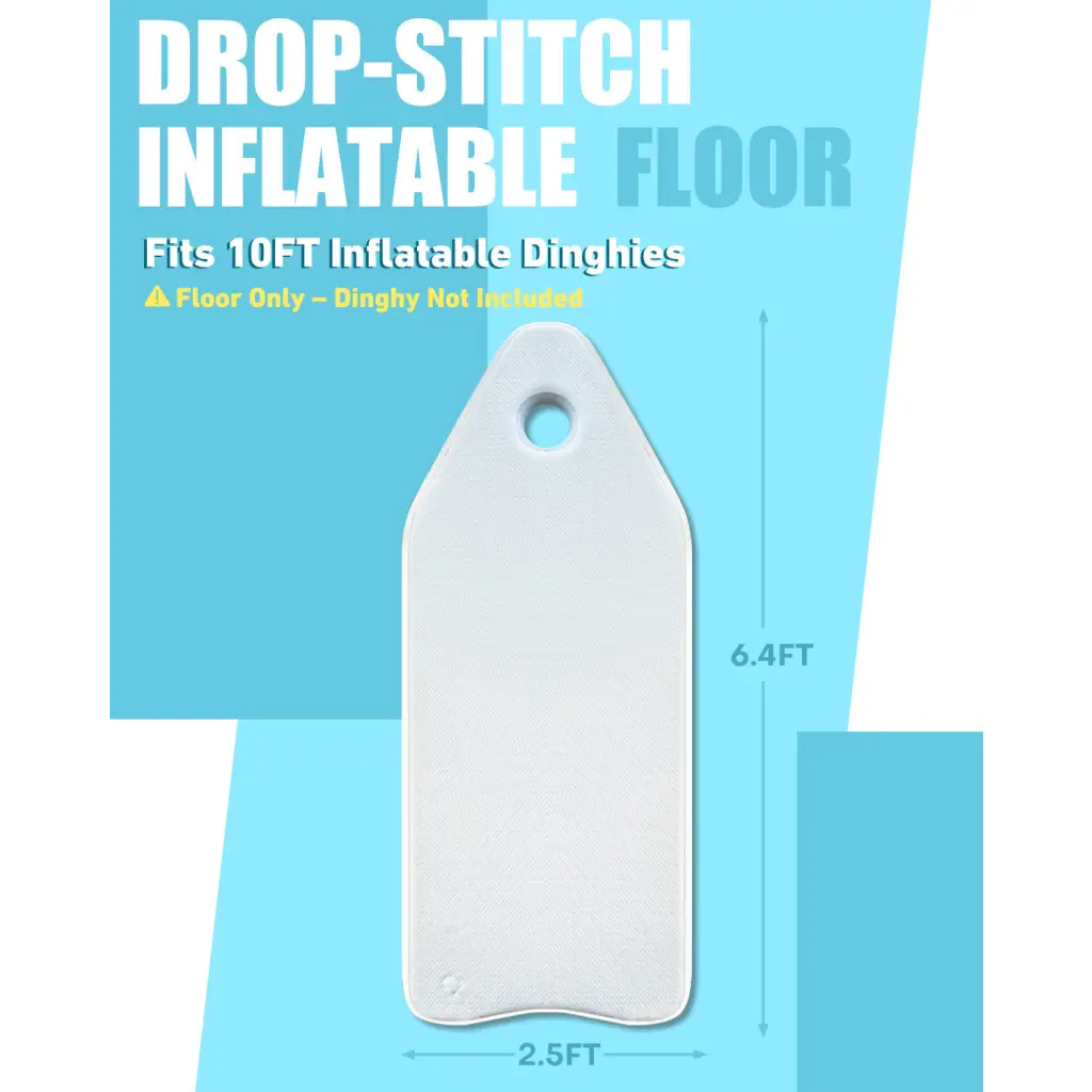 White 6.4ft x 2.5ft drop stitch floor for 10ft dinghy boat