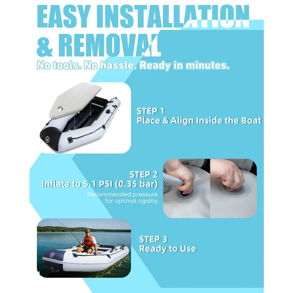 10FT dinghy with lightweight drop stitch floor, white navy inflatable boat