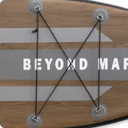 Paddleboard with bungee cords.