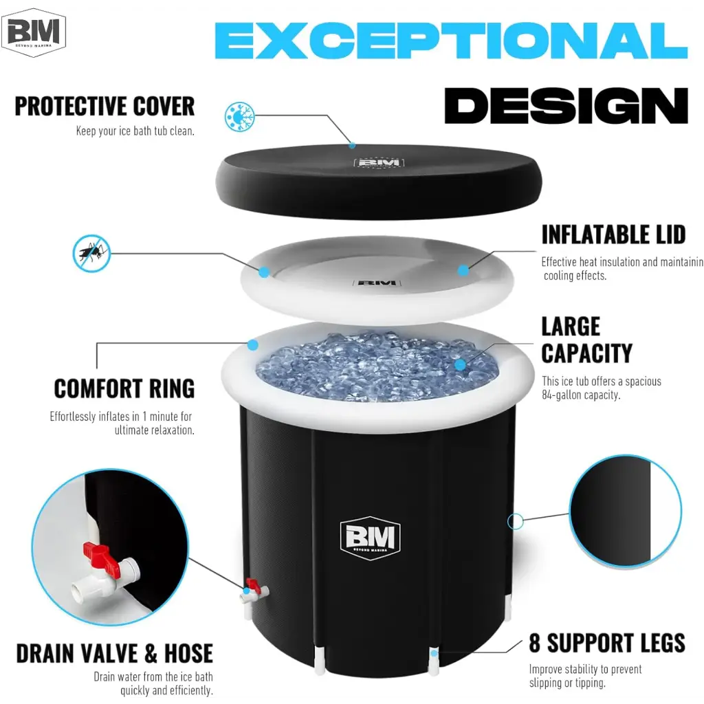 Portable ice maker in BEYOND MARINA Ice Bath Tub RECOVERY POD for effective recovery