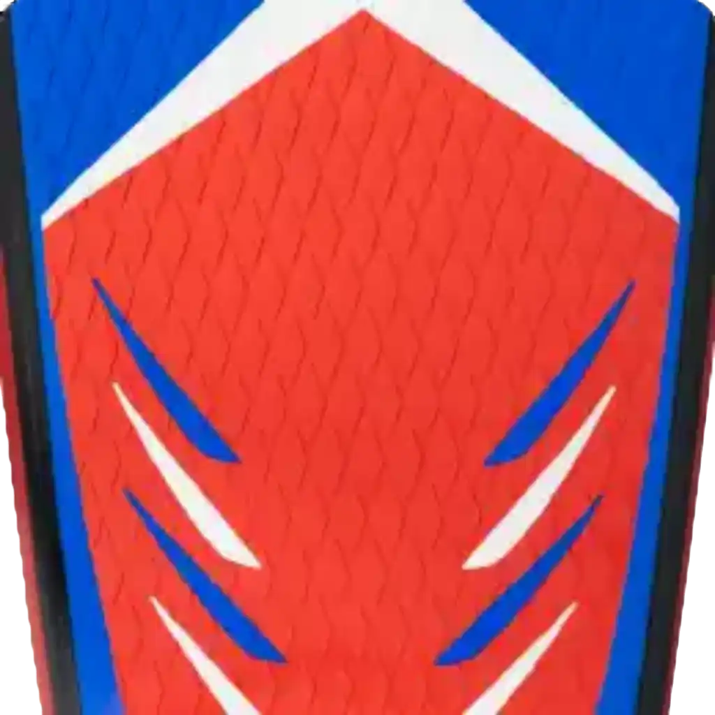 Red, white, and blue textured surface.