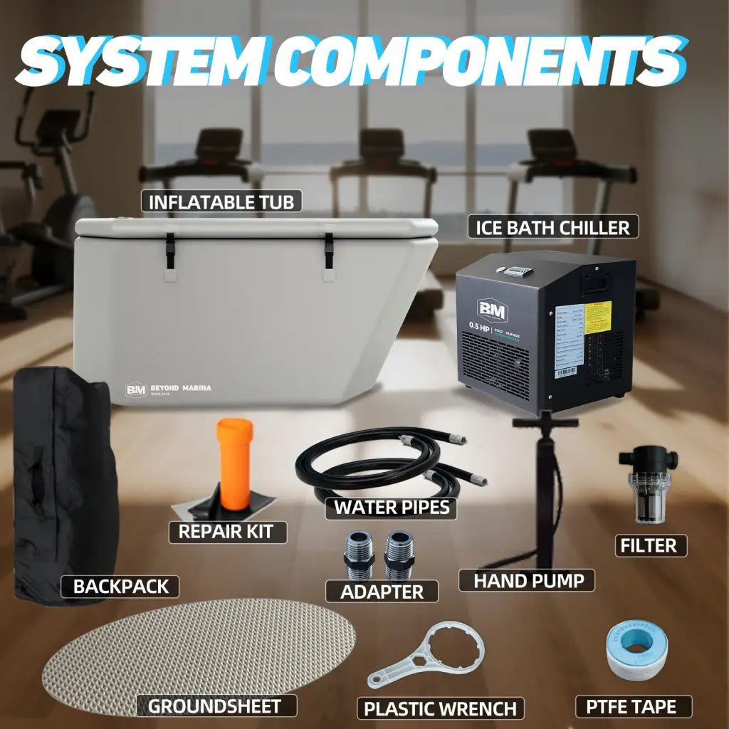 White inflatable ice bath tub with slanted ergonomic full-body design