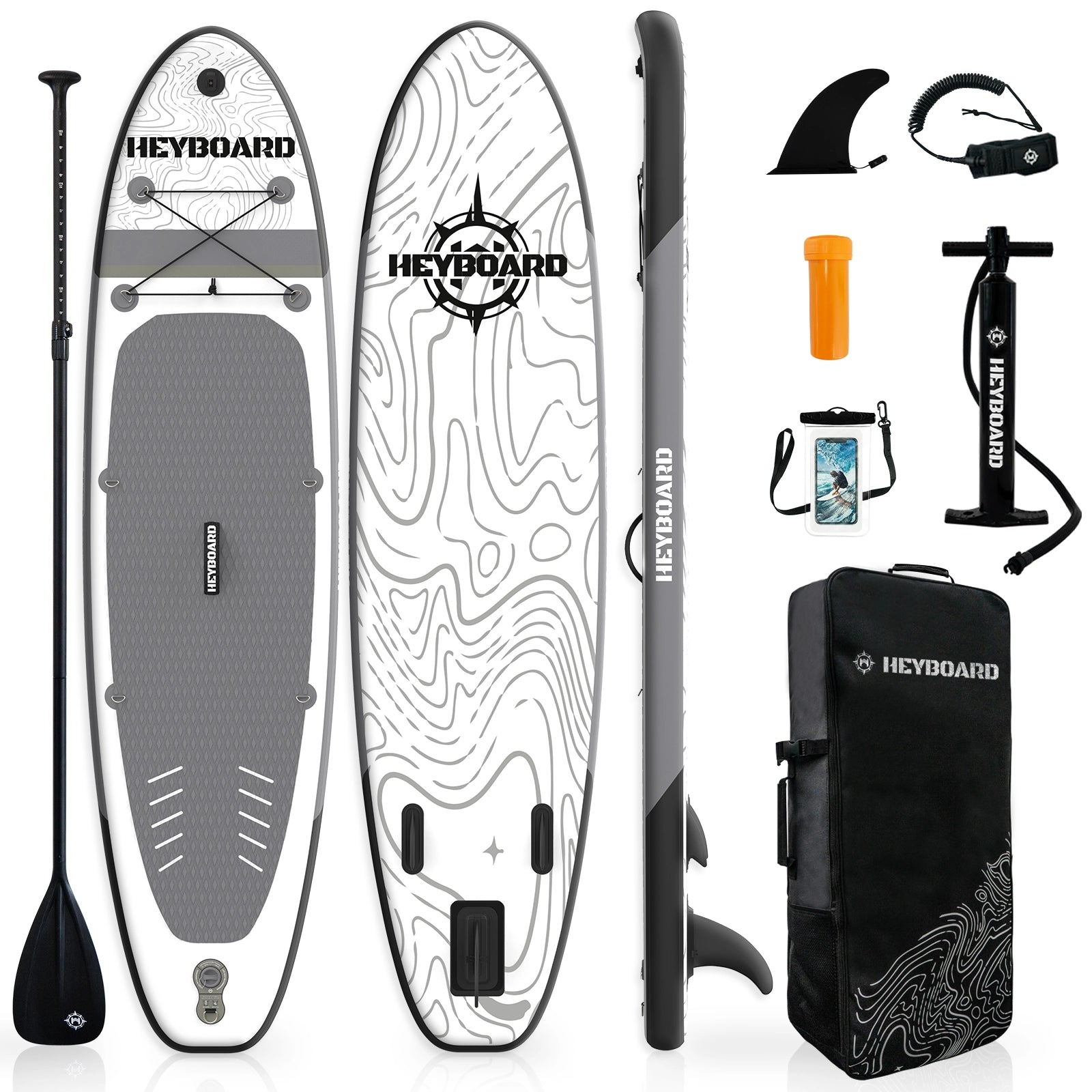 10'6" Inflatable SUP Board - Grey | Heyboard - BEYOND MARINA