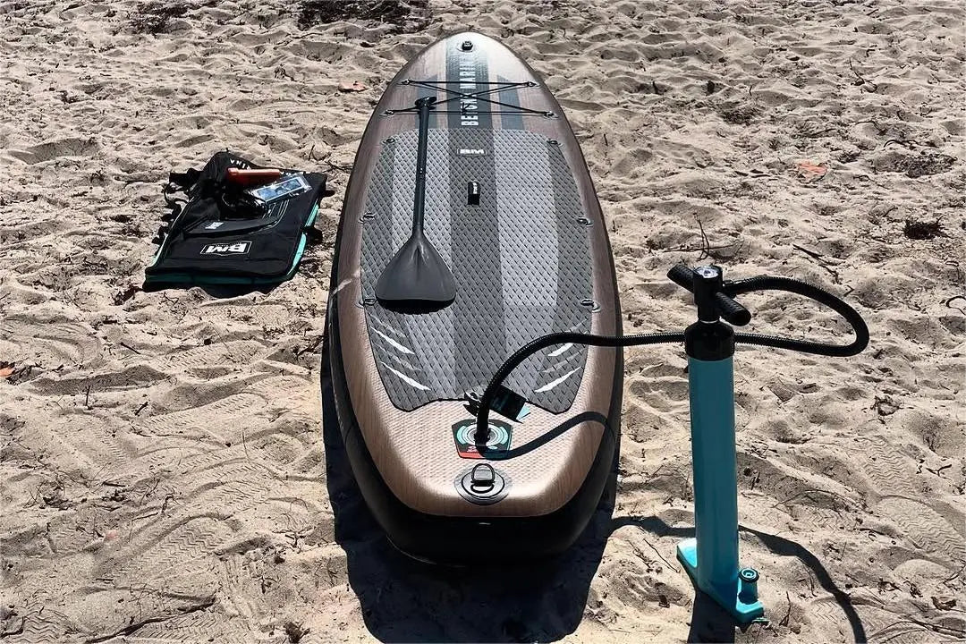 Inflated paddle board with pump, paddle, leash rope, and phone case for SUP upgrade